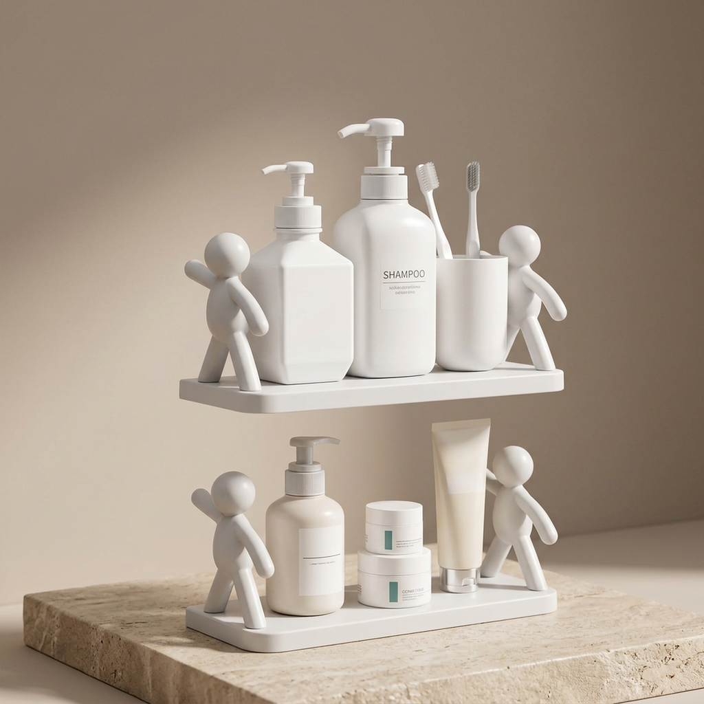 Hanging Bathroom Organizer with Little Man Design.