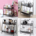 Two Tiered Black Mesh Desk Organizer Stainless