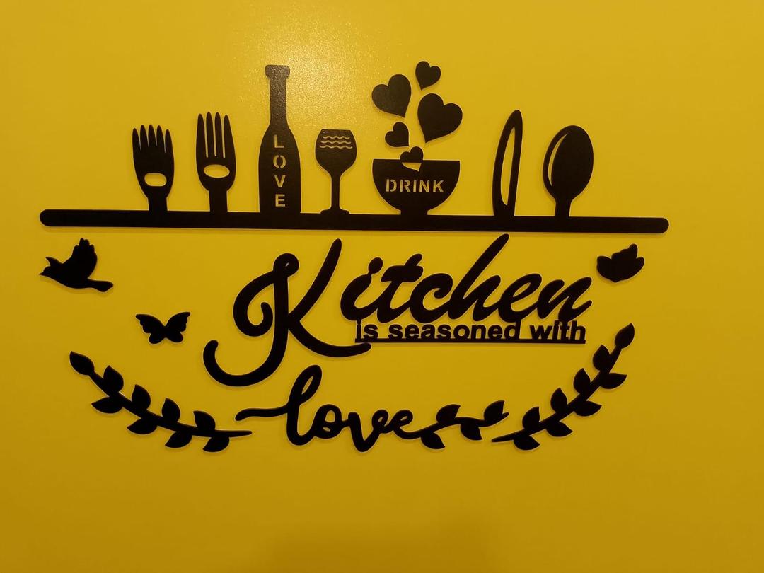 3D Kitchen Wall Art Black Cut Decor