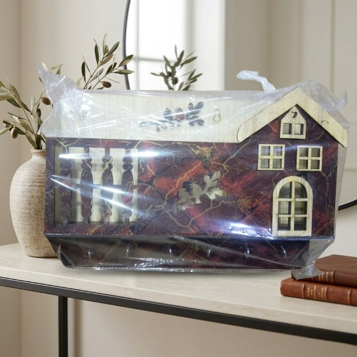 Decorative Wooden House Key Holder –