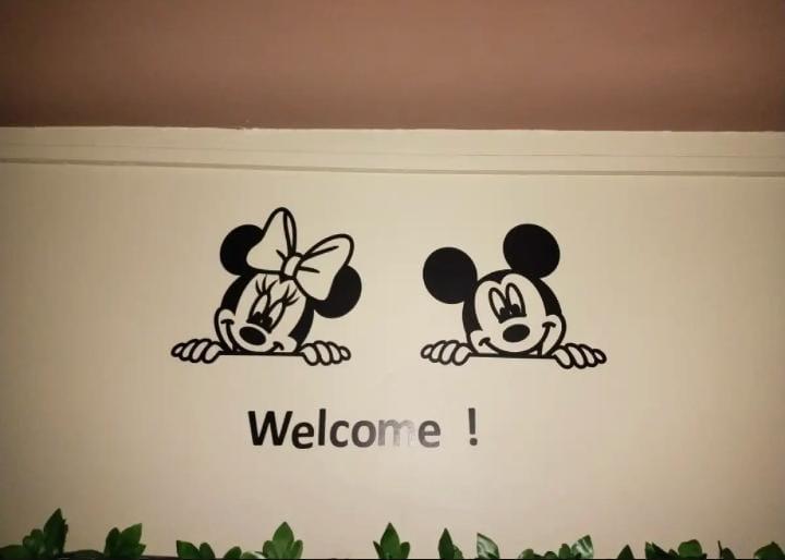 3D Mickey Minnie Mouse Wooden Wall Art Black Welcome Decor.