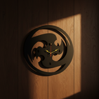 3D Wooden Wall Clock Black Abstract Design.