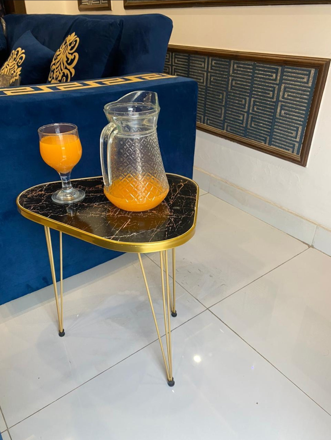 Black Gold Coffee Table 18" Stylish Modern Design.