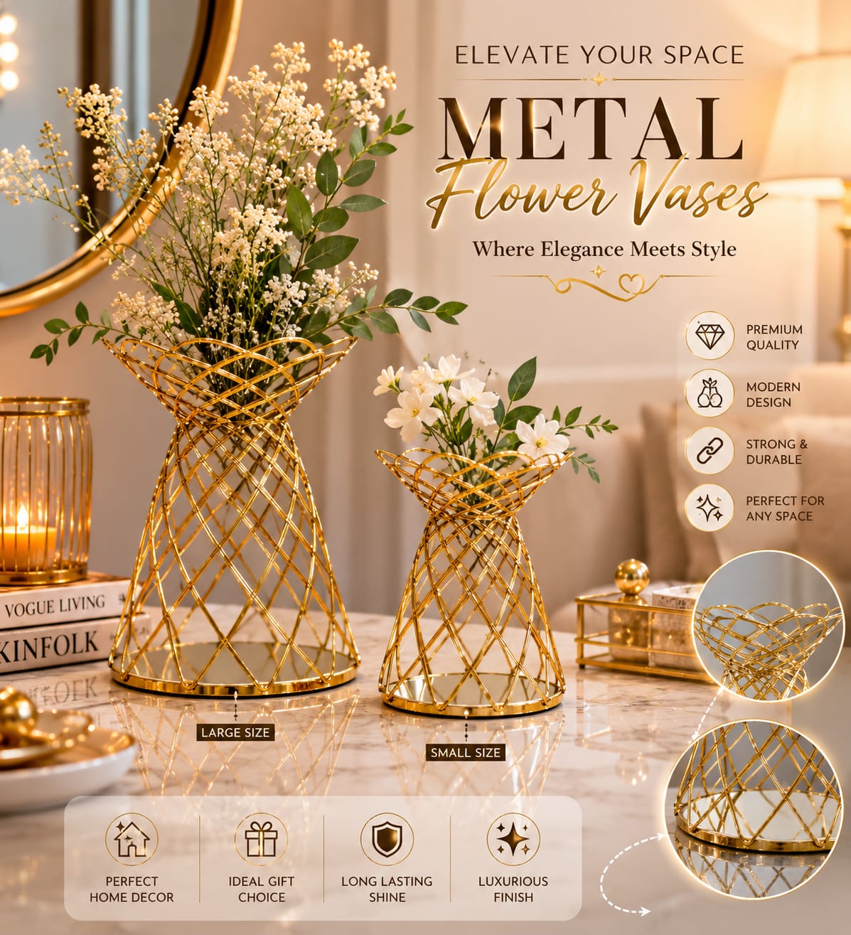 Decorative Table Vase | Home Décor-Modern Matel |