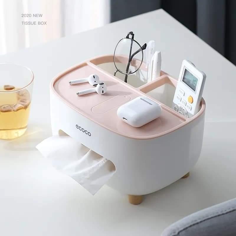 White ABS Plastic Tissue Box 3in1.  |21x16x12cm|