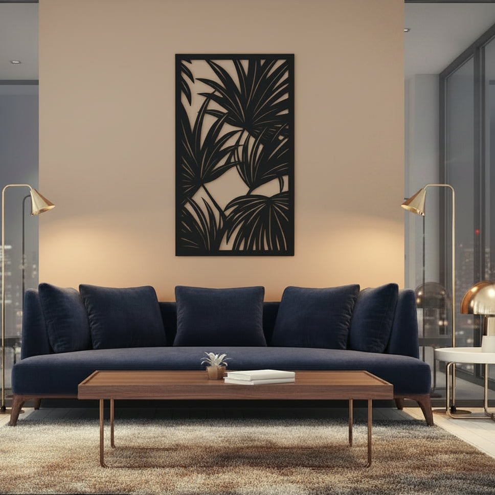 Black Palm Leaf Wall Art.               Home & Office Decor