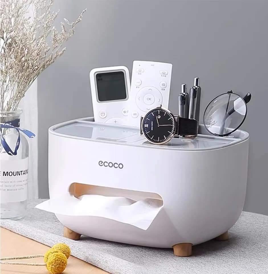 White ABS Plastic Tissue Box 3in1.  |21x16x12cm|