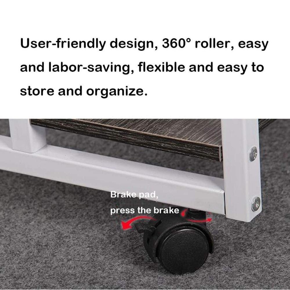 Black Laptop Table with 2 Shelves for Home Use.