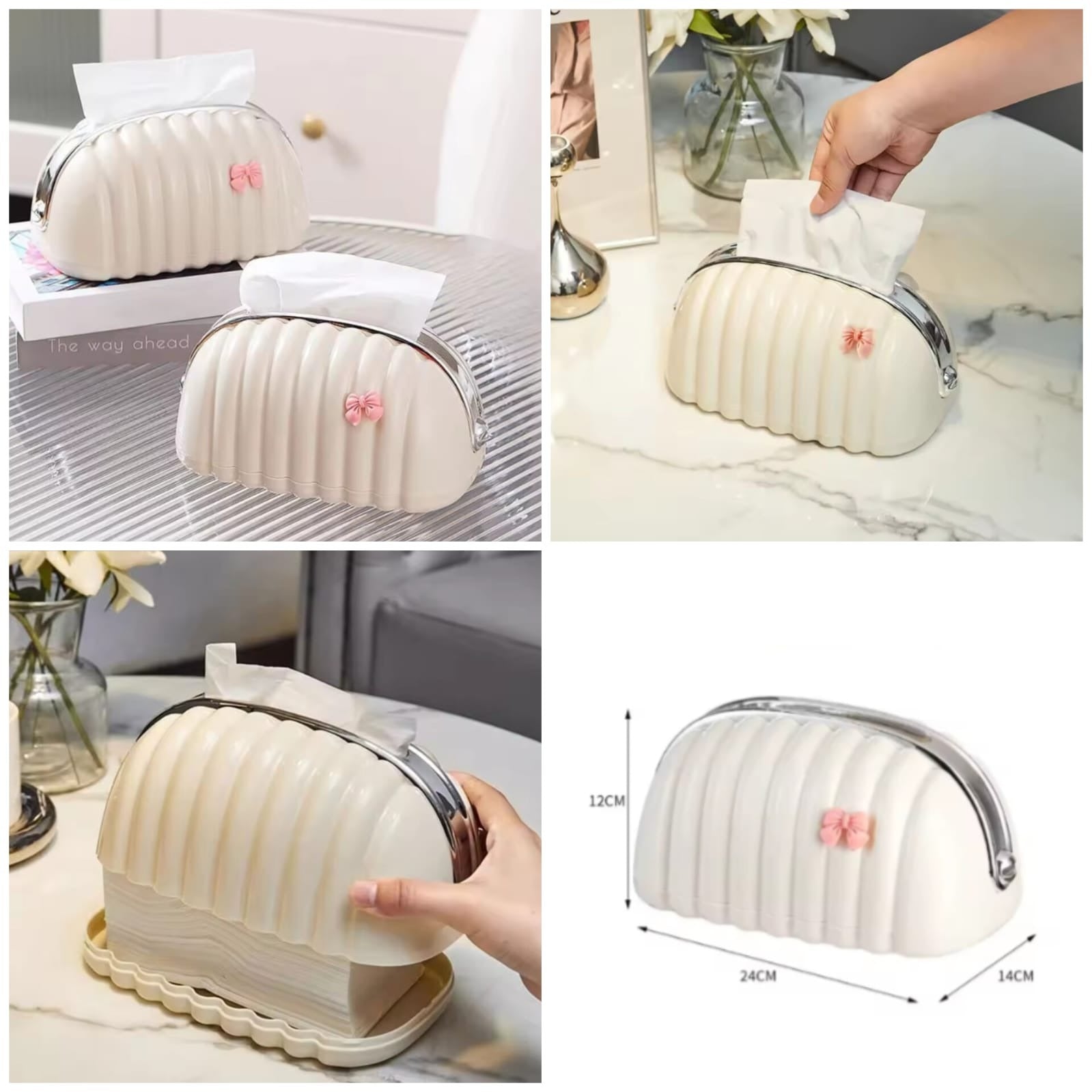 Decorative Shell Tissue Box -Home And Office Accessory-