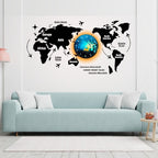 3D World Map With Esthetic Light|Wall Clock|Home Decor.
