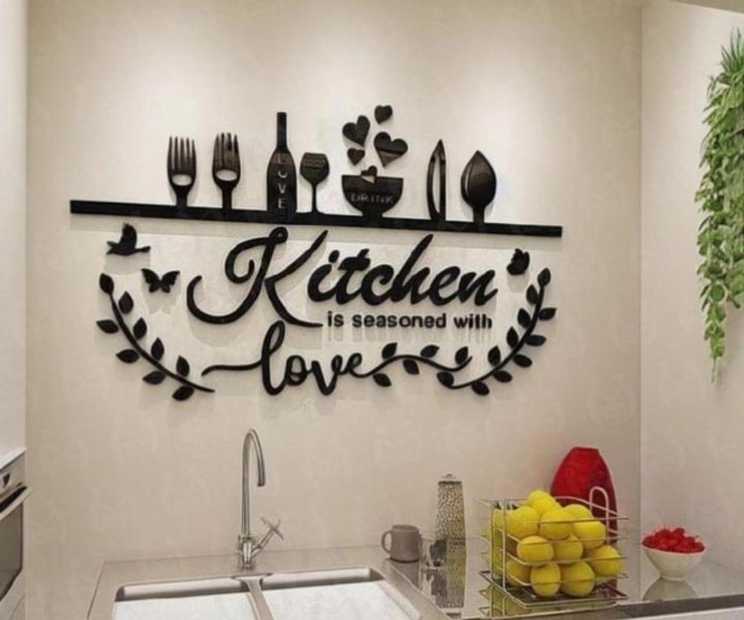3D Kitchen Wall Art Black Cut Decor