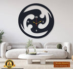3D Wooden Wall Clock Black Abstract Design.