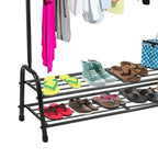 Black Metal 2-in-1 Clothing & Shoe Rack.