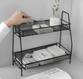 Two Tiered Black Mesh Desk Organizer Stainless