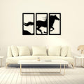 Three Panel Horse Wall Art Black Modern Decor.