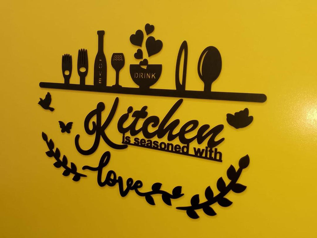 3D Kitchen Wall Art Black Cut Decor