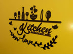 3D Kitchen Wall Art Black Cut Decor