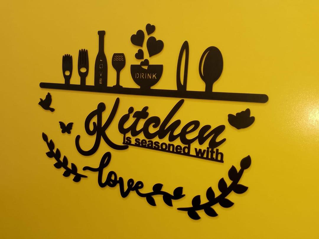 3D Kitchen Wall Art Black Cut Decor
