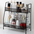 Two Tiered Black Mesh Desk Organizer Stainless