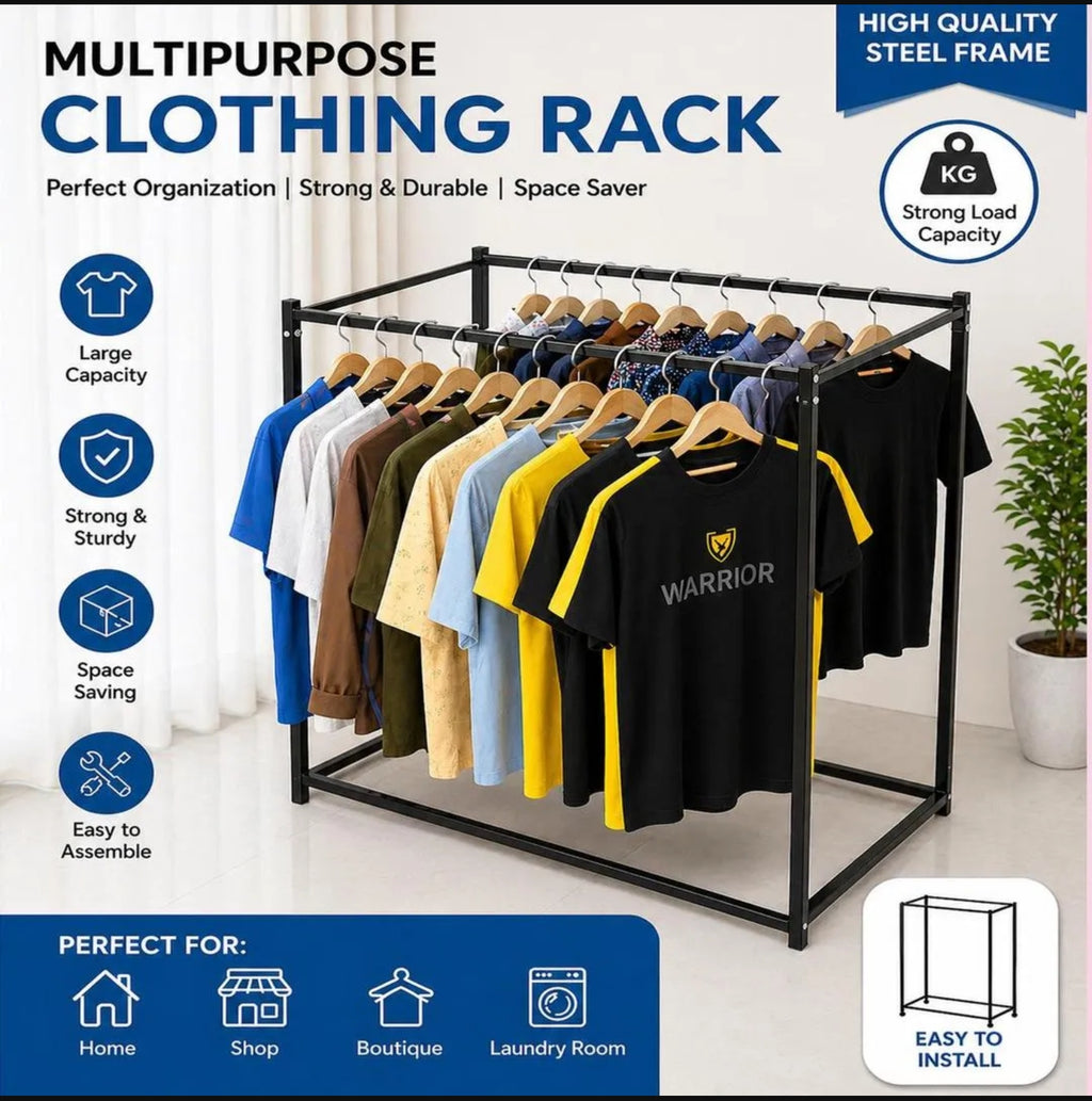 Black Iron Multipurpose Clothing Rack.