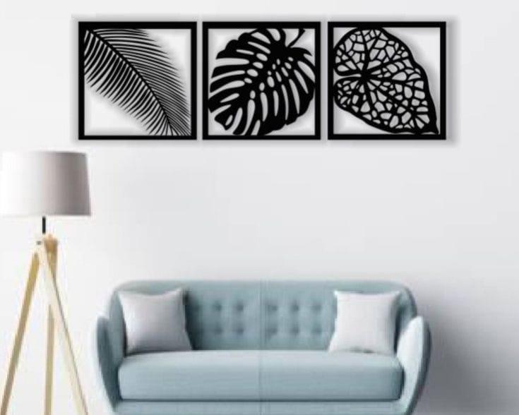 3D Leaf Frames Wooden Wall Art Set of 3.