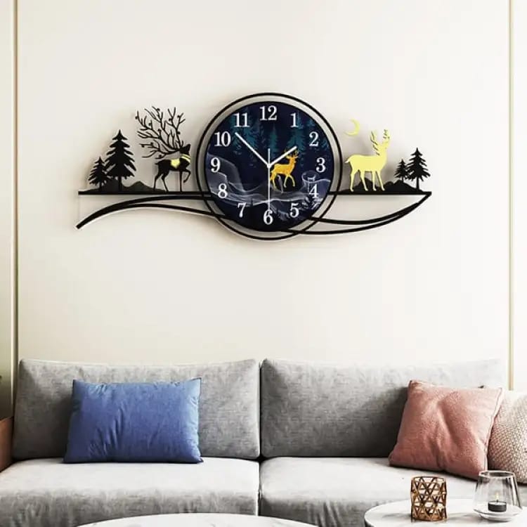 Forest figure Deer 3d wood Wall clock.