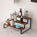 Wooden Rack Black Metal Legs 14x9x6 Inch.