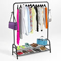 Black Metal 2-in-1 Clothing & Shoe Rack.