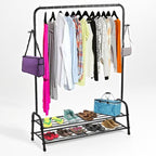 Black Metal 2-in-1 Clothing & Shoe Rack.