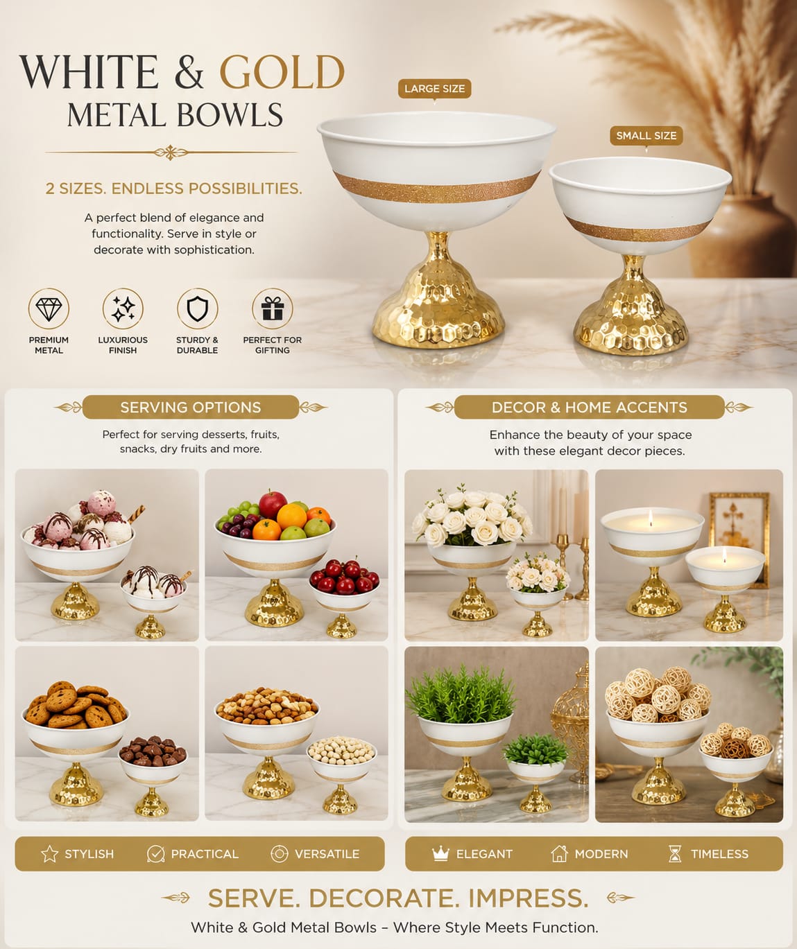 Luxury Metal Decorative Bowl Premium Home Decor,