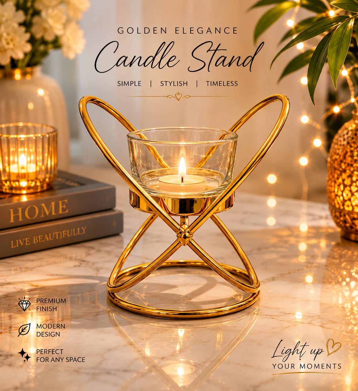 Elegant Candle Holder – Decorative Metal Table Décor