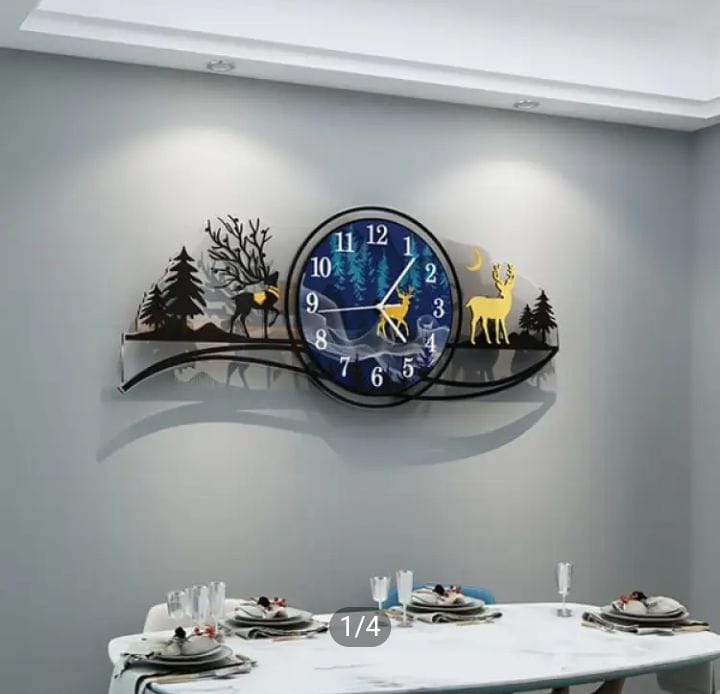 Forest figure Deer 3d wood Wall clock.