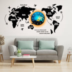 3D World Map With Esthetic Light|Wall Clock|Home Decor.