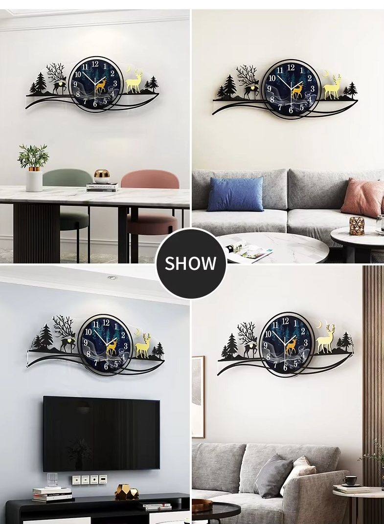 Forest figure Deer 3d wood Wall clock.