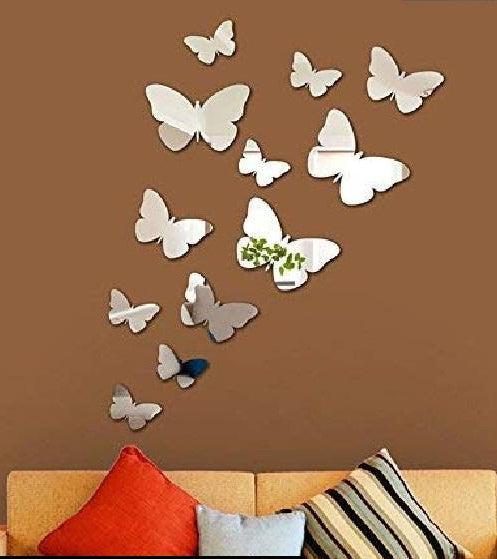 3D Butterfly Wall Stickers Yellow Acrylic Decor.