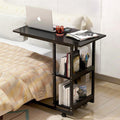 Black Laptop Table with 2 Shelves for Home Use.