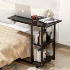 Black Laptop Table with 2 Shelves for Home Use.