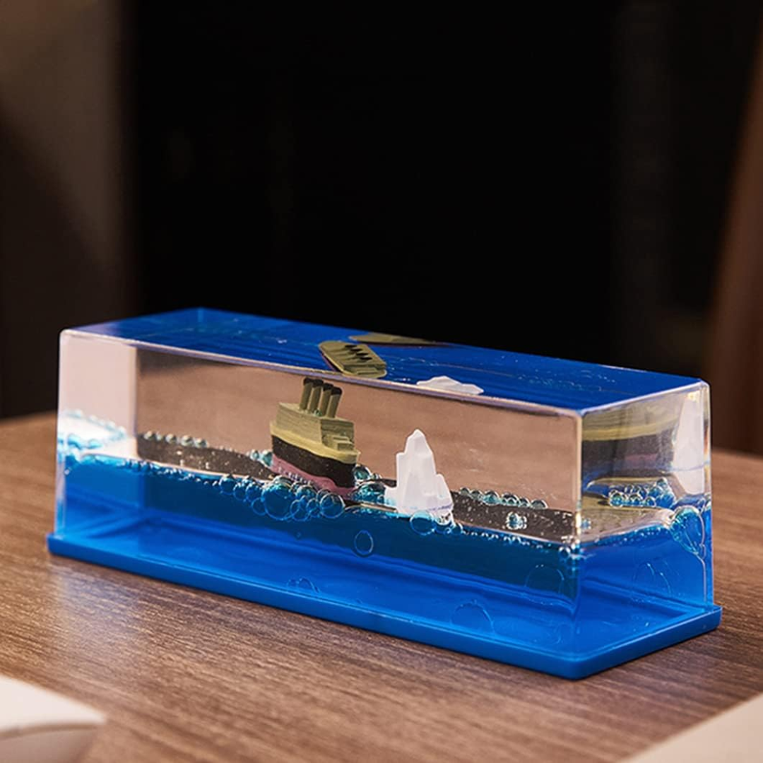 Titanic Unsinkable Fluid Drift Bottle – Acrylic Cruise Ship| Home Decor...
