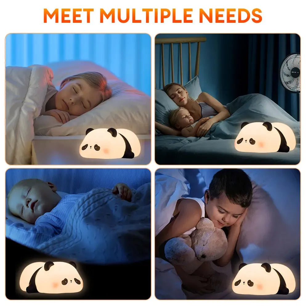 Cute Panda Night Light Silicone Soft Lamp...
