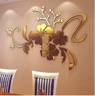 Acrylic Flower Mirror 3D Wall Stickers | Decorative Art For Home Decor