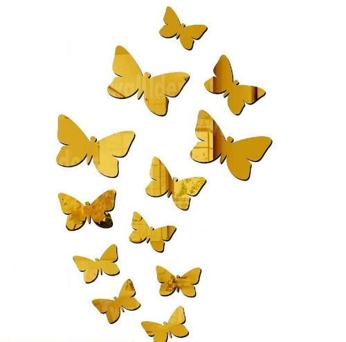 3D Butterfly Wall Stickers Yellow Acrylic Decor.