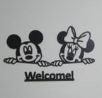 3D Mickey Minnie Mouse Wooden Wall Art Black Welcome Decor.